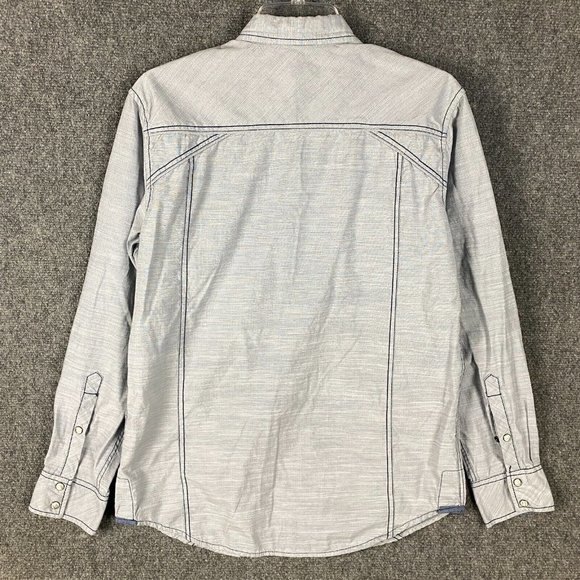 Various Artists Pearl Snap Shirt Men's Medium Long Sleeve Gray Cotton Blend M - Picture 9 of 10
